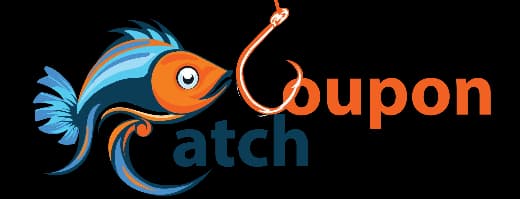 Coupon Catch logo, featuring a fish and hook